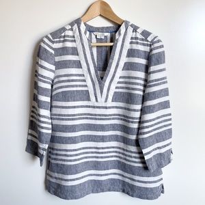Boden | Blue & White Striped Linen Top